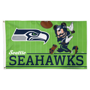 Seattle Seahawks Mickey Mouse Deluxe Flag - 3'x5'