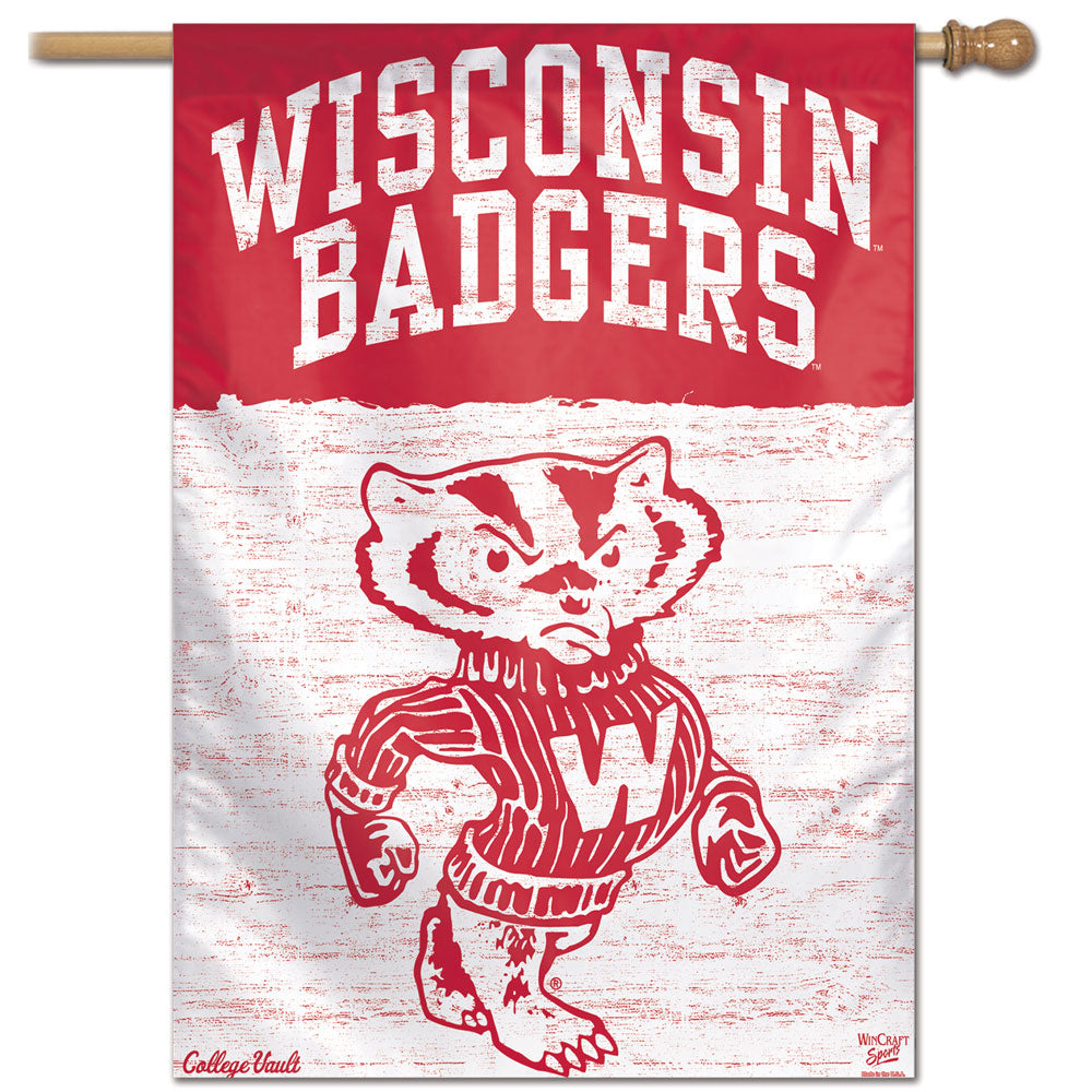 Wisconsin Badgers College Vault Vertical Flag - 28