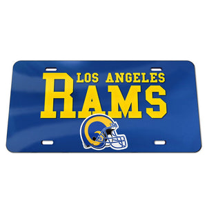 Los Angeles Rams Blue Chrome Wordmark Acrylic License Plate