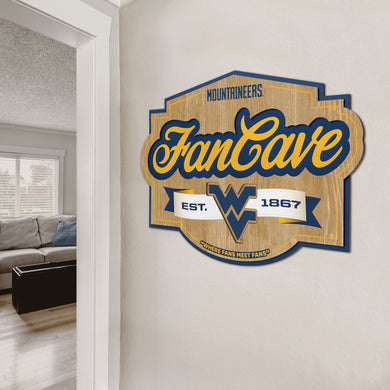 West Virginia Mountaineers 3D Fan Cave Wood Sign