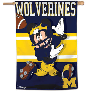 Michigan Wolverines Mickey Mouse Vertical Flag - 28" X 40"