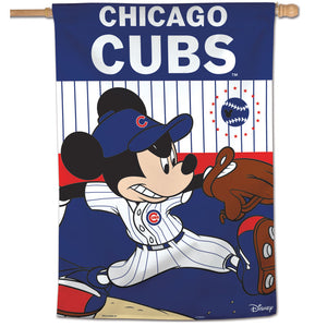 Chicago Cubs Mickey Mouse Vertical Flag - 28"x40"                                                                           