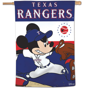 Texas Rangers Mickey Mouse Vertical Flag - 28"x40"                                          