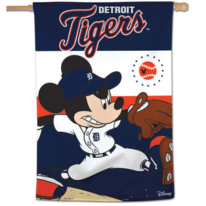 Detroit Tigers Mickey Mouse Vertical Flag - 28"x40"                                                                    