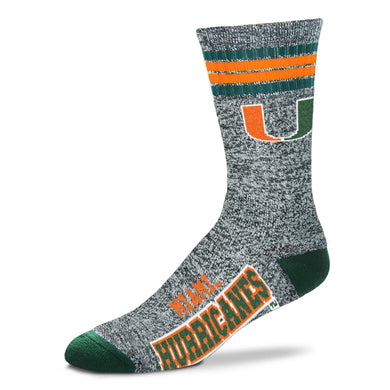 Miami Hurricanes - Marbled 4 Stripe Deuce Socks