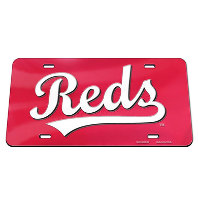 Cincinnati Reds Wordmark Red Chrome Acrylic License Plate