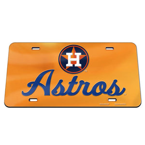 Houston Astros Wordmark Orange Chrome Acrylic License Plate