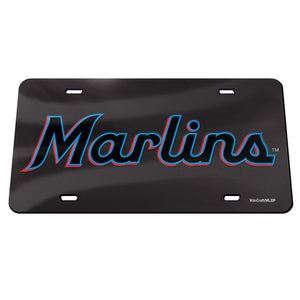 Miami Marlins Black Chrome Acrylic License Plate