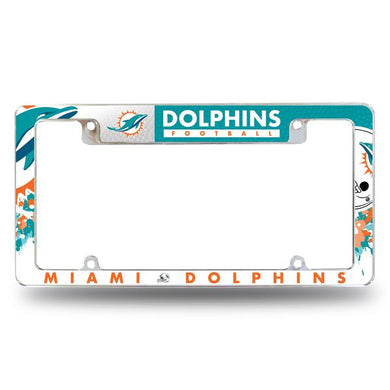 Miami Dolphins All Over Chrome License Plate Frame
