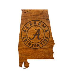 Alabama Crimson Tide Wood Wall Hanging - State Map - Alabama Seal - Large Size