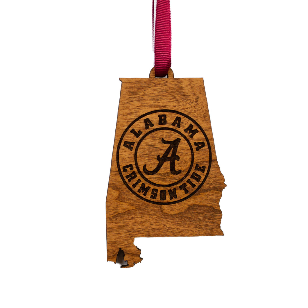 Alabama Crimson Tide Ornament - State Map with Alabama Seal