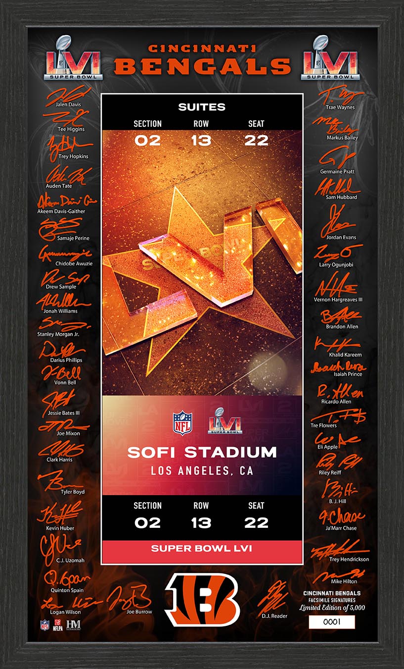 Cincinnati Bengals Super Bowl 56 Signature Ticket