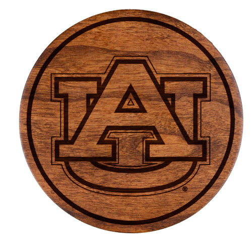 Auburn Tigers Cherry Wood Coasters Set - AU Block Letters