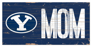 BYU Cougars Mom Wood Sign - 6"x12"