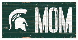 Michigan State Spartans Mom Wood Sign - 6"x12"