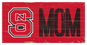 NC State Wolfpack Mom Wood Sign - 6"x12"