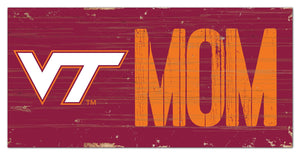 Virginia Tech Hokies Mom Wood Sign - 6"x12"
