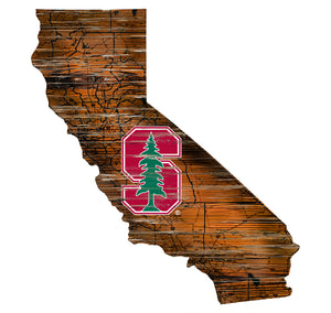 Stanford Cardinals Distressed State Logo Wood Sign