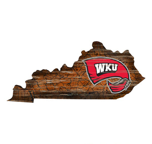 Western Kentucky Hilltopper Distressed State Logo Wood Sign