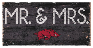 Arkansas Razorbacks Mr. & Mrs. Wood Sign - 6"x12"
