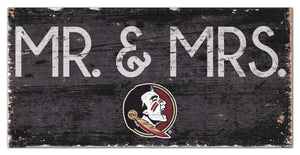 Florida State Seminoles Mr. & Mrs. Wood Sign - 6"x12"