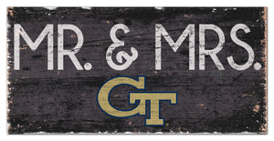 Georgia Tech Yellow Jackets Mr. & Mrs. Wood Sign - 6"x12"