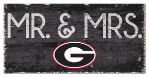 Georgia Bulldogs Mr. & Mrs. Wood Sign - 6"x12"