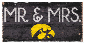 Iowa Hawkeyes Mr. & Mrs. Wood Sign - 6"x12"