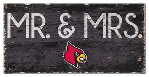 Louisville Cardinals Mr. & Mrs. Wood Sign - 6"x12"