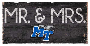 Middle Tennessee State Blue Raiders Mr. & Mrs. Wood Sign - 6"x12"