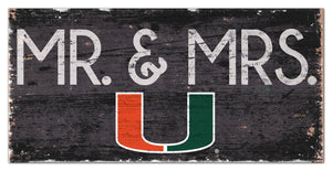Miami Hurricanes Mr. & Mrs. Wood Sign - 6"x12"