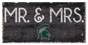 Michigan State Spartans Mr. & Mrs. Wood Sign - 6"x12"