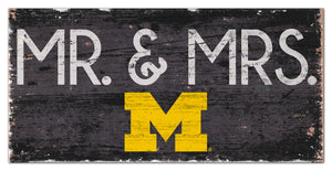 Michigan Wolverines Mr. & Mrs. Wood Sign - 6"x12"