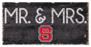 NC State Wolfpack Mr. & Mrs. Wood Sign - 6"x12"