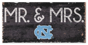 North Carolina Tar Heels Mr. & Mrs. Wood Sign - 6"x12"