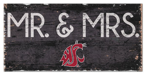 Washington State Cougars Mr. & Mrs. Wood Sign - 6"x12"