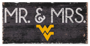 West Virginia Mountaineers Mr. & Mrs. Wood Sign - 6"x12"