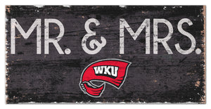 Western Kentucky Hilltoppers Mr. & Mrs. Wood Sign - 6"x12"