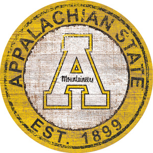 Appalachian State Mountaineers Heritage Logo Round Wood Sign - 24"