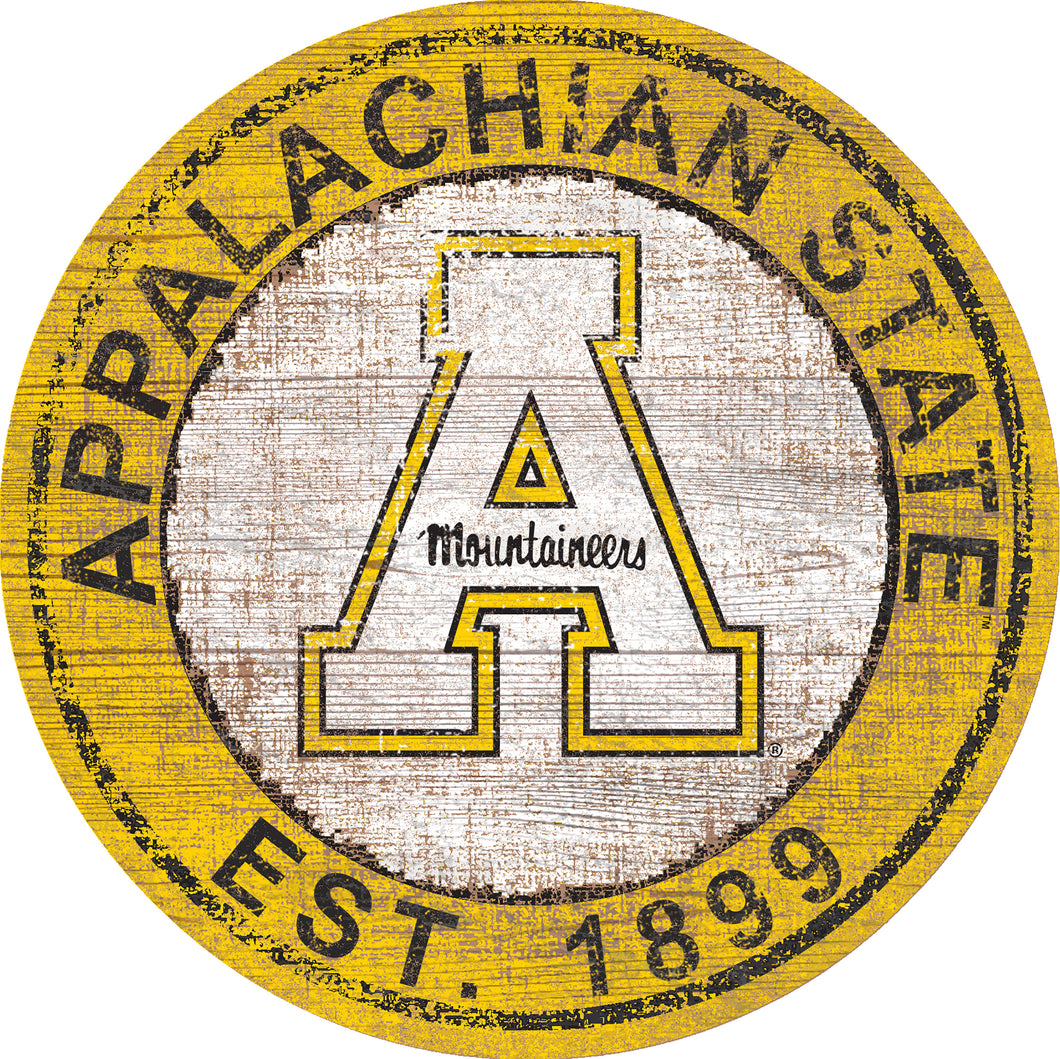 Appalachian State Mountaineers Heritage Logo Round Wood Sign - 24