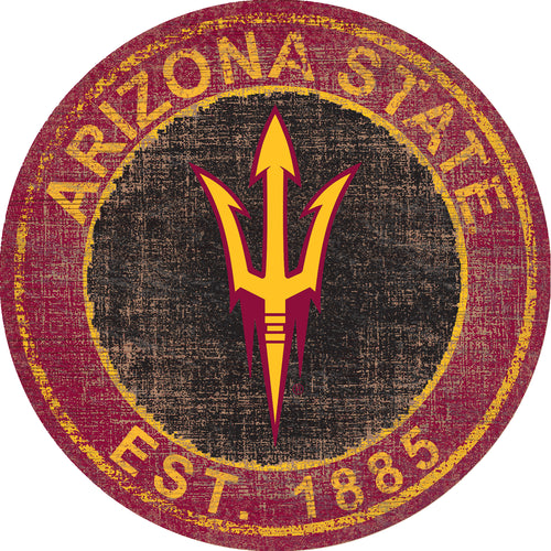 Arizona State Sun Devils Heritage Logo Round Wood Sign - 24