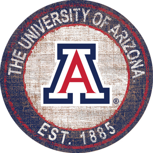 Arizona Wildcats Heritage Logo Round Wood Sign - 24