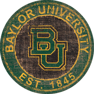 Baylor Bears Heritage Logo Round Wood Sign - 24"