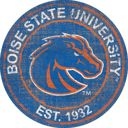 Boise State Broncos Heritage Logo Round Wood Sign - 24
