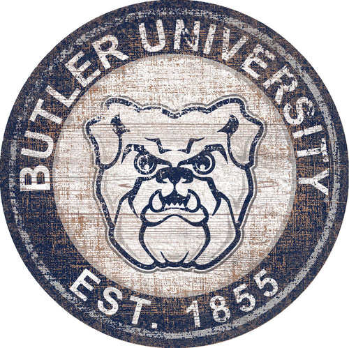 Butler Bulldogs Heritage Logo Round Wood Sign - 24