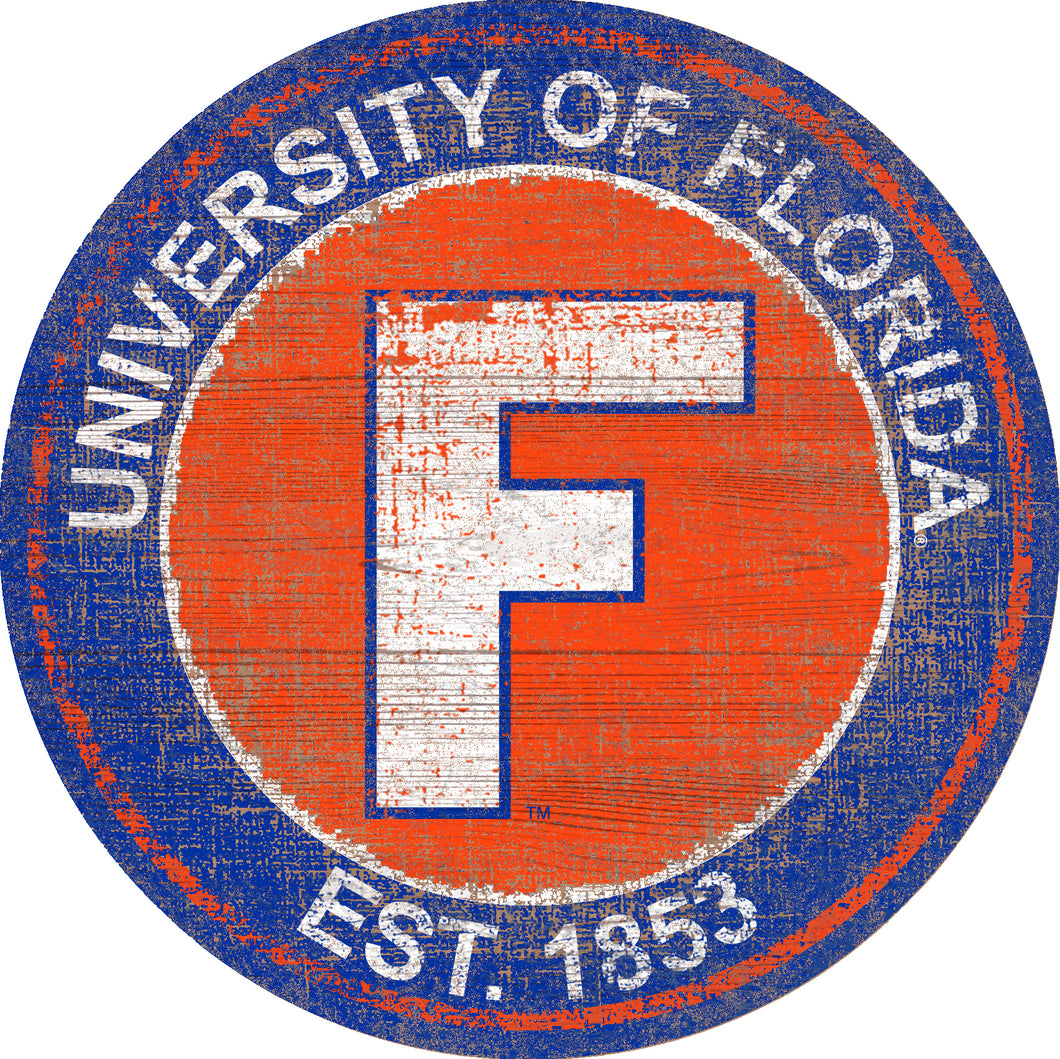 Florida Gators Herritage Logo Round Wood Sign - 23.5