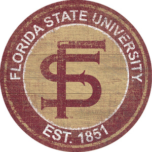 Florida State Seminoles Heritage Logo Round Wood Sign - 24"