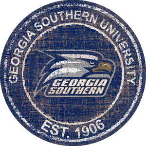 Georgia Southern Eagles Herritage Logo Round Wood Sign - 23.5"