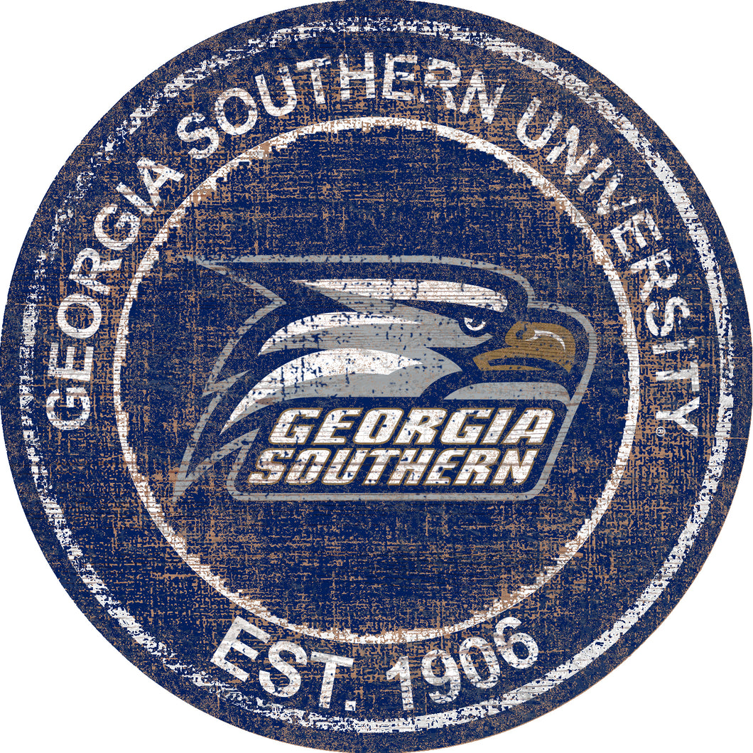 Georgia Southern Eagles Herritage Logo Round Wood Sign - 23.5