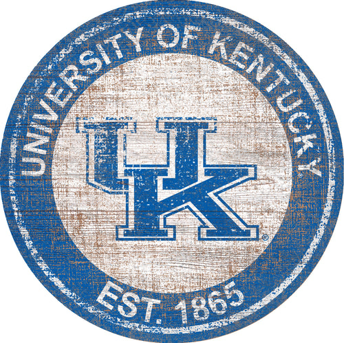 Kentucky Wildcats Herritage Logo Round Wood Sign - 23.5